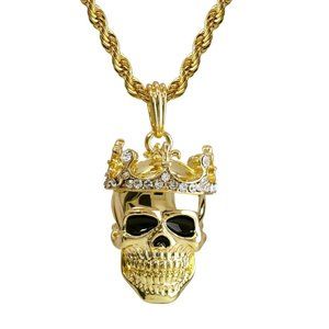 Men's 14k Gold Skull 24" Necklace + Pendant